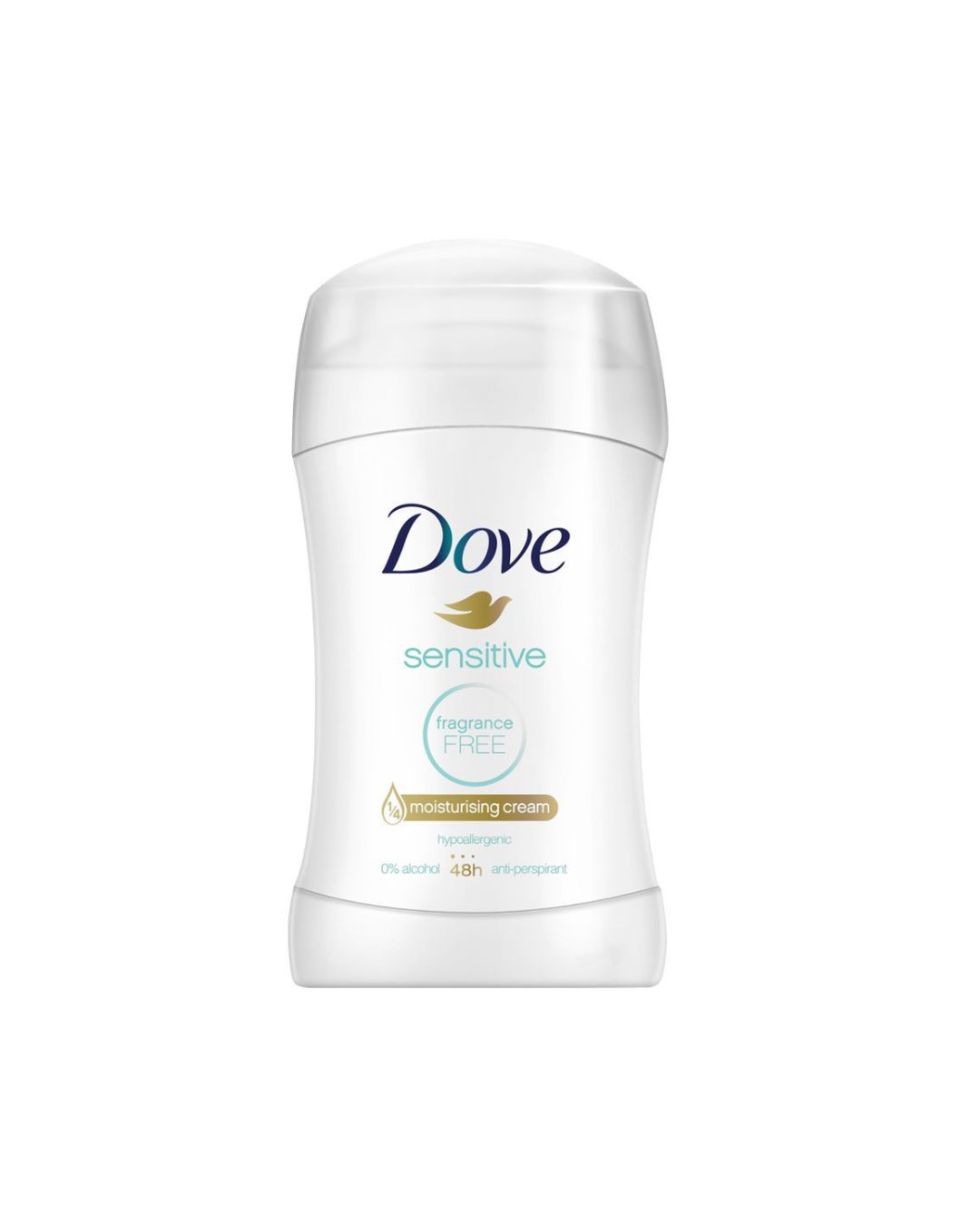 Dove sensitive deodorant stick on a white background