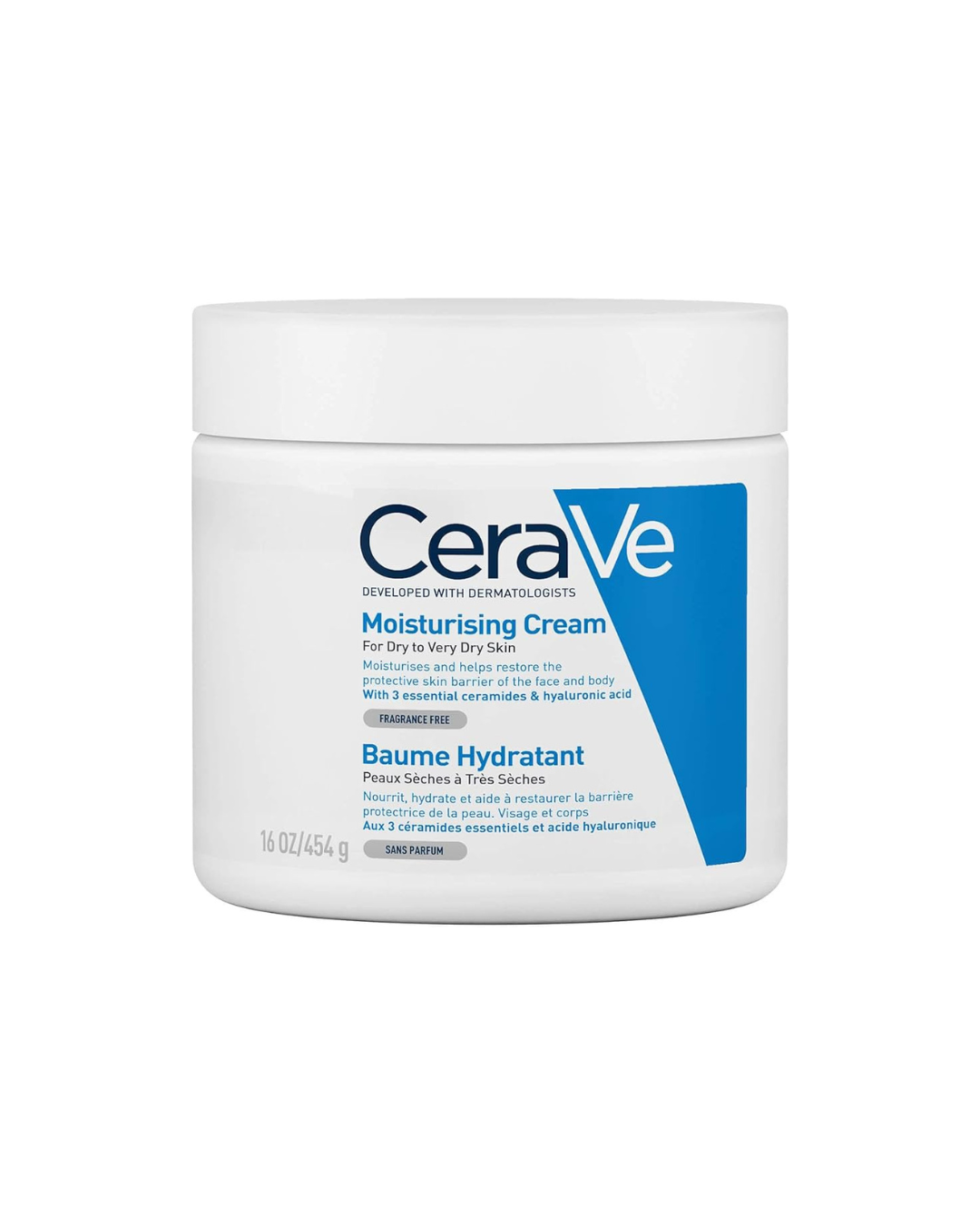 CeraVe moisturizing cream jar on a white background