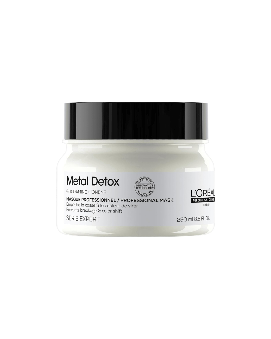 L'Oreal Serie Expert Metal Detox mask jar on a white background