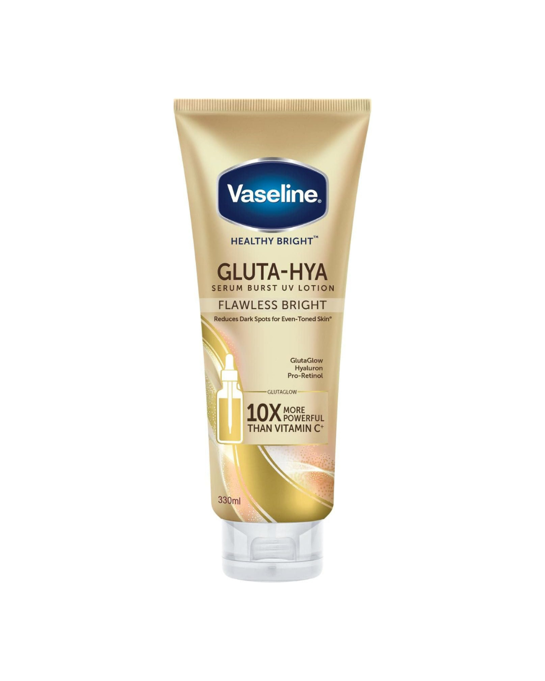 Vaseline Gluta-Hya lotion tube on a white background