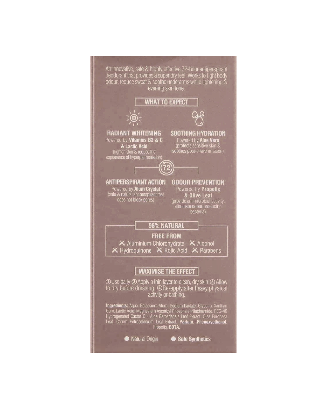 Product packaging with text on a white background
