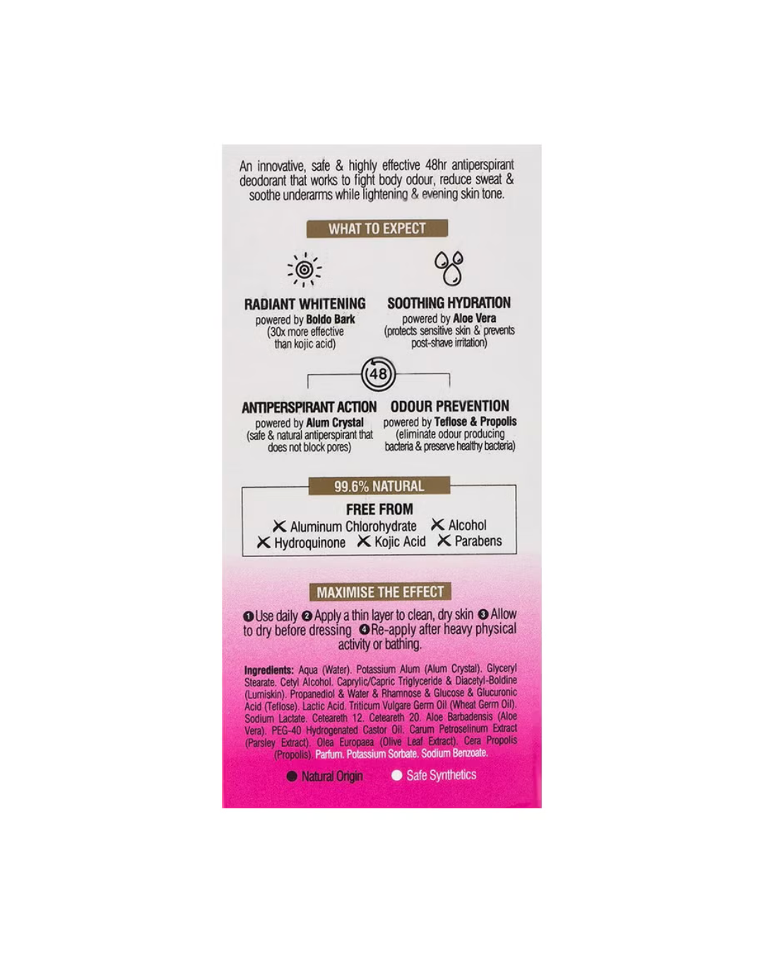 Beesline Whitening Roll-On Deodorant Cotton Candy text on packaging on white background