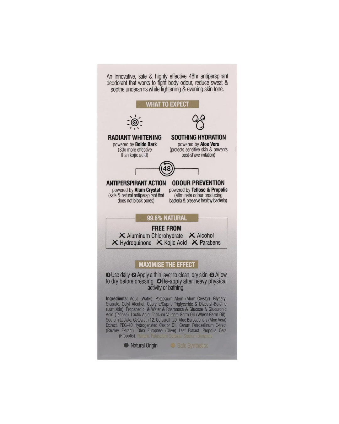 Product label with text and icons on a white background