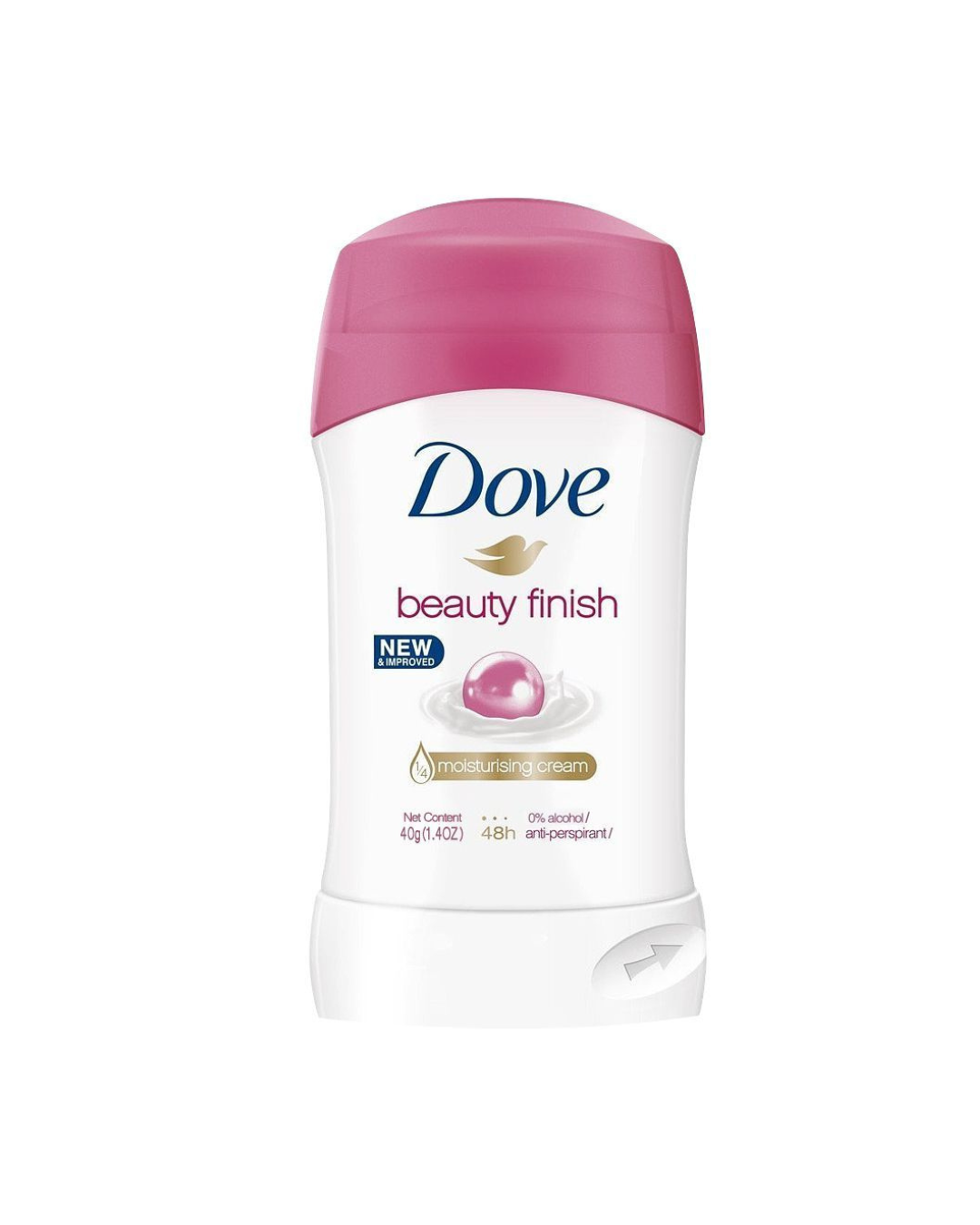 Dove beauty finish deodorant stick on a white background