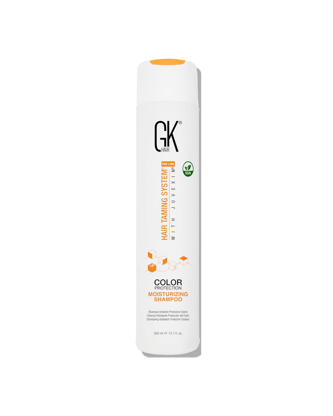 GK Hair Color Moisturizing Shampoo bottle on a white background