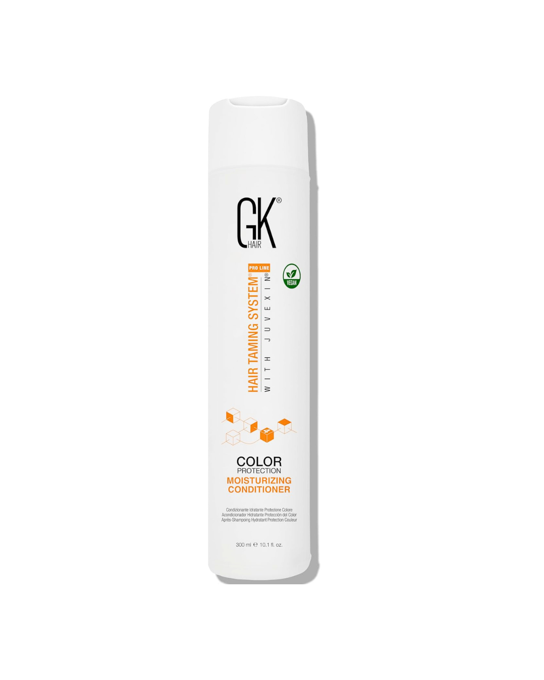 GK Hair Care conditioner bottle on a white background