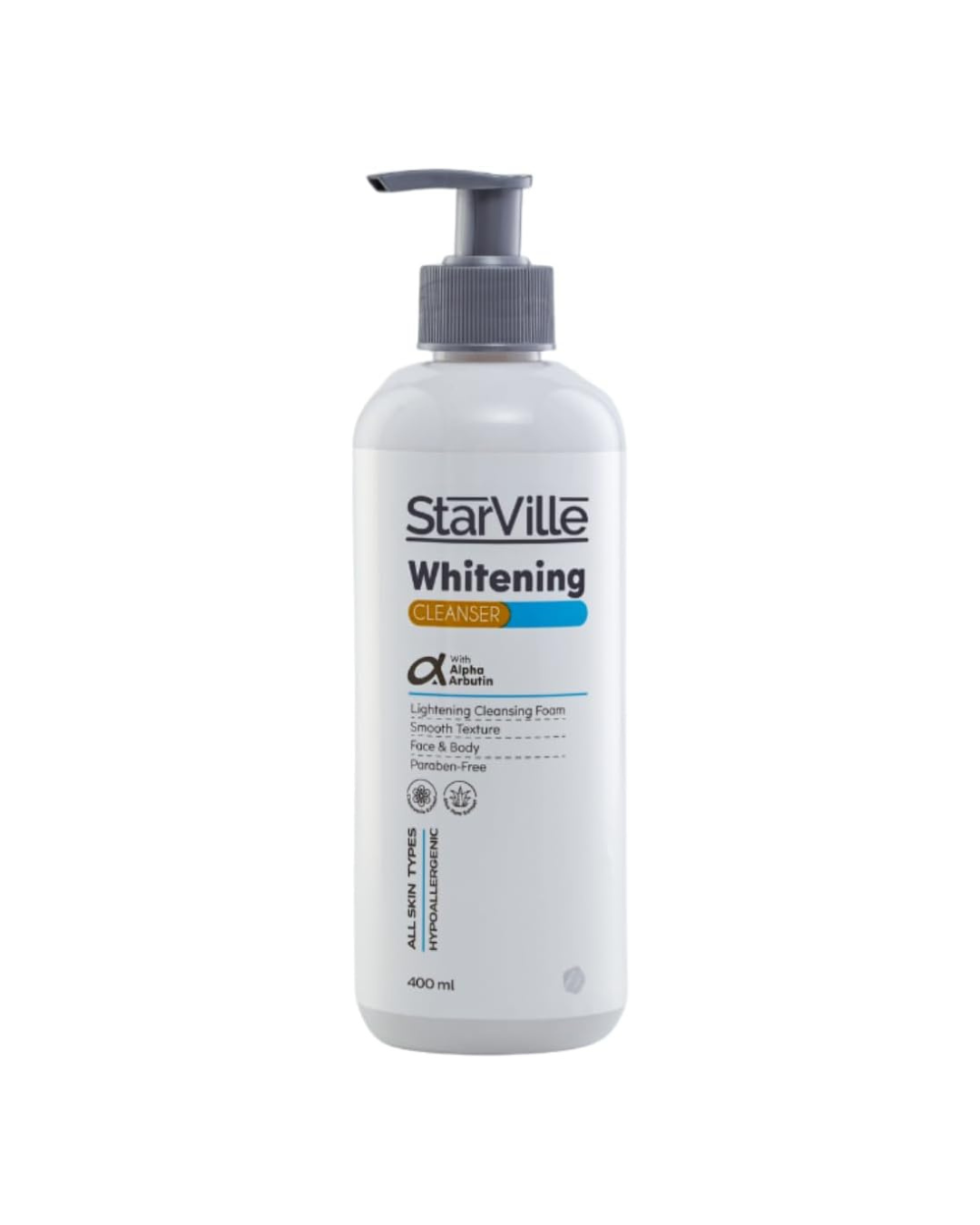 StarVille Whitening cleansing foam bottle on a white background