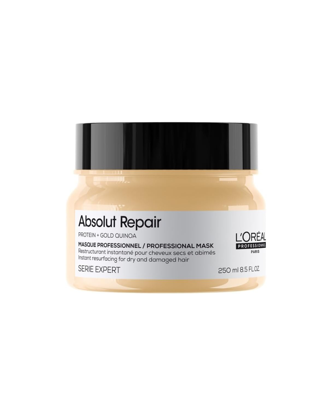 L'Oreal Absolut Repair mask jar on a white background