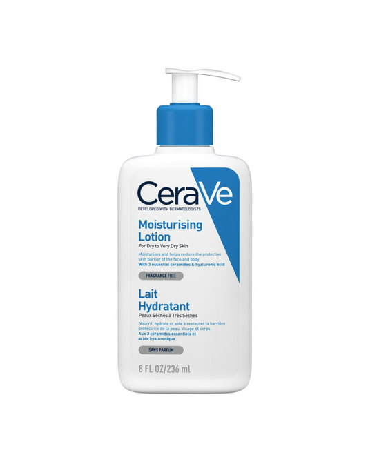 CeraVe moisturizing lotion bottle on a white background