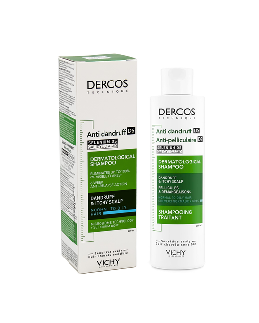 Vichy Dercos Anti-dandruff shampoo packaging on a white background