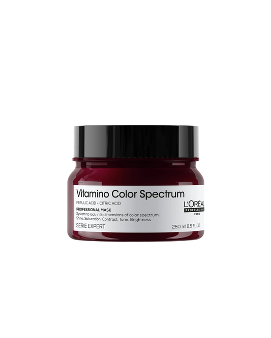 L'Oreal Vitamino Color Spectrum mask jar on a white background