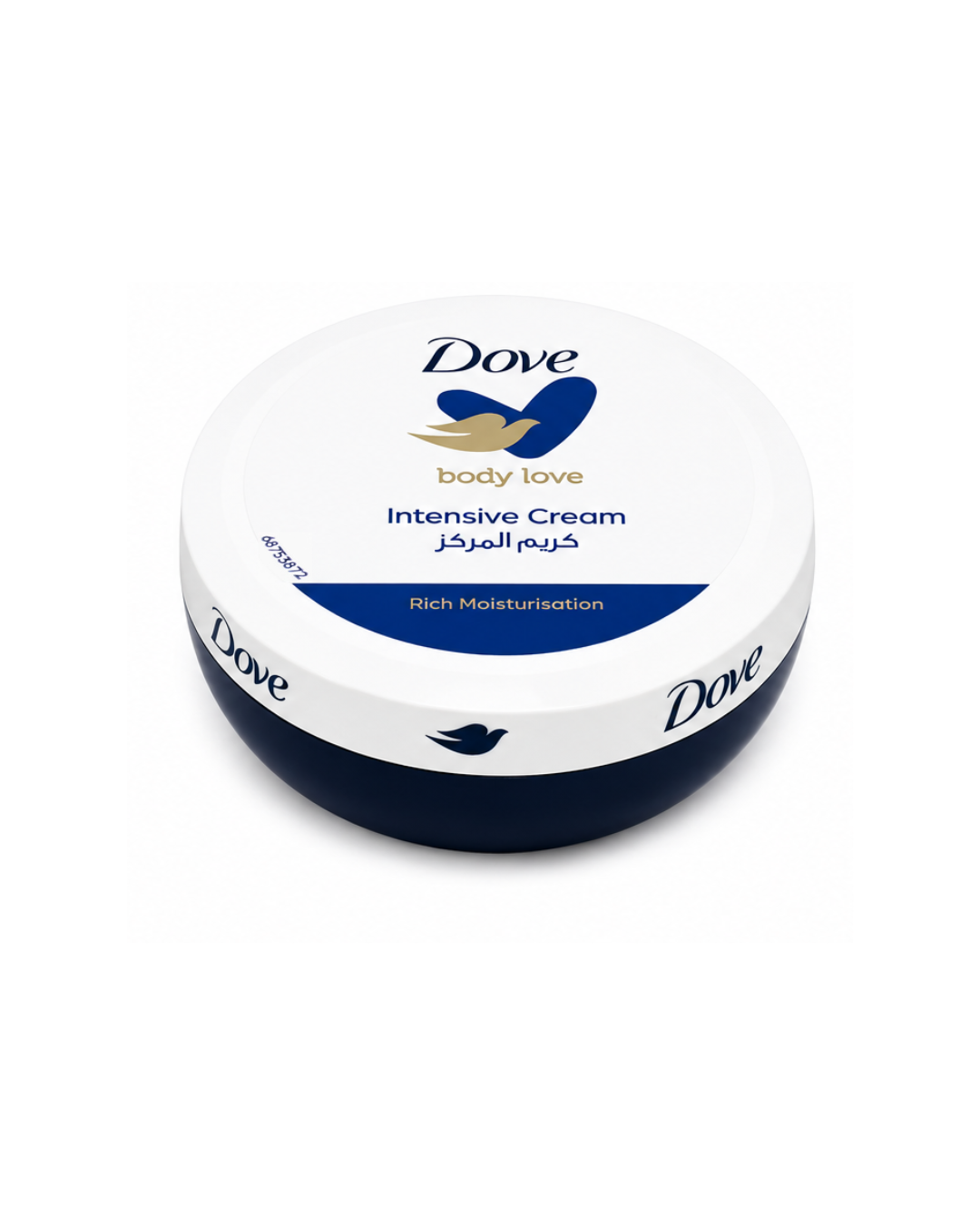 Dove intensive cream jar on a white background