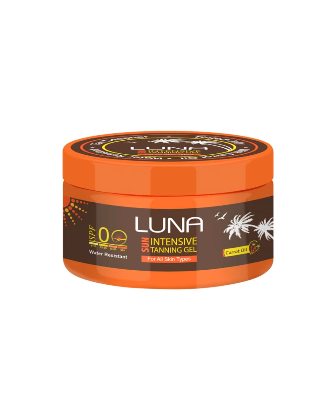 Luna Tanning jar on white background