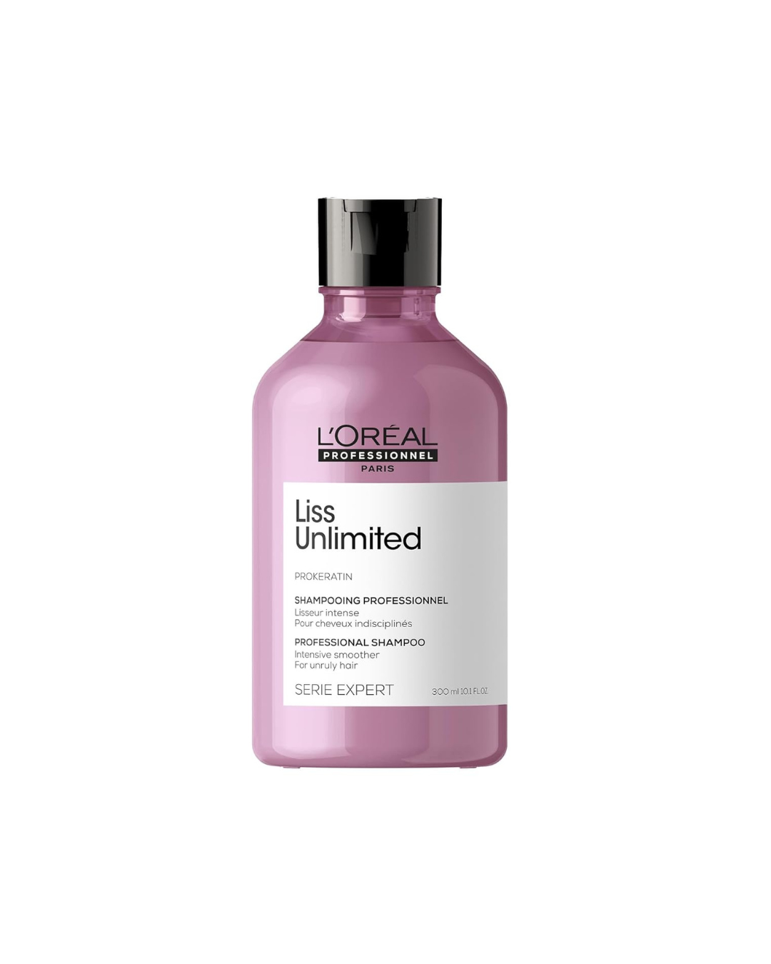 L'Oreal Liss Unlimited shampoo bottle on a white background