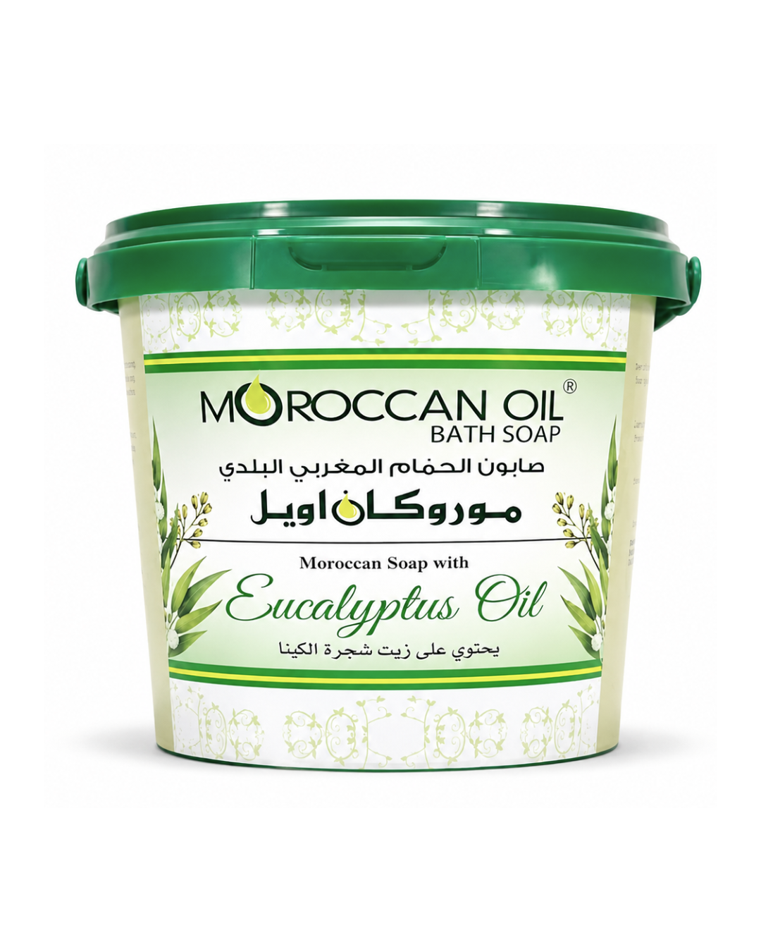 Moroccan Oil bath soap with eucalyptus oil on a white background