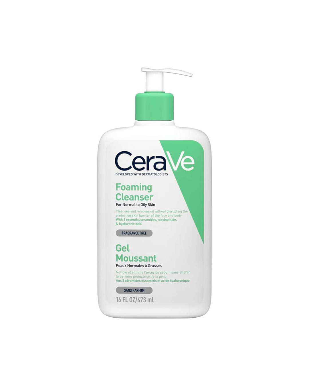 CeraVe foaming cleanser bottle on a white background