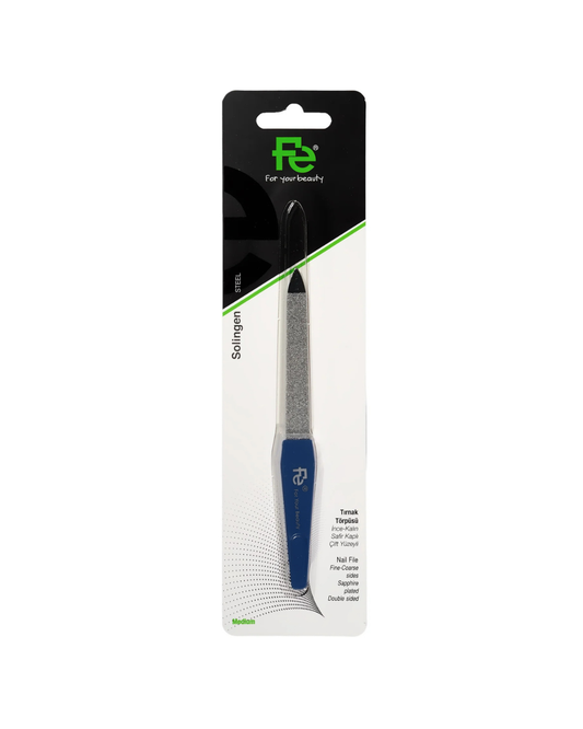 Nail file in packaging with brand logo on a white background