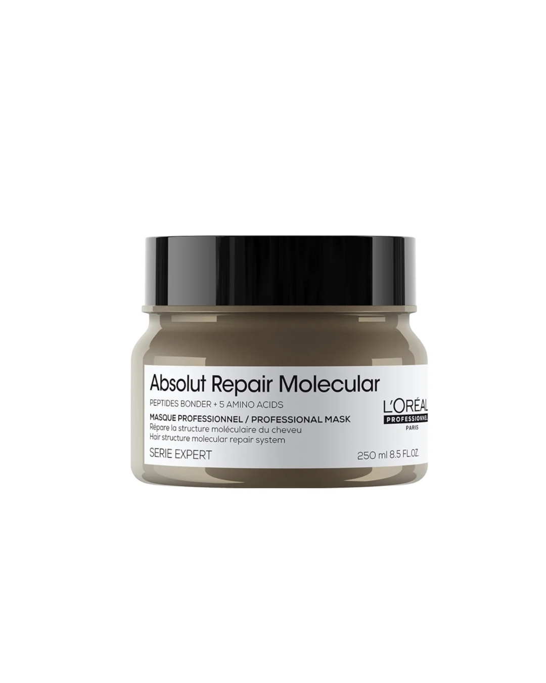 L'Oreal Absolut Repair Molecular hair mask jar on a white background