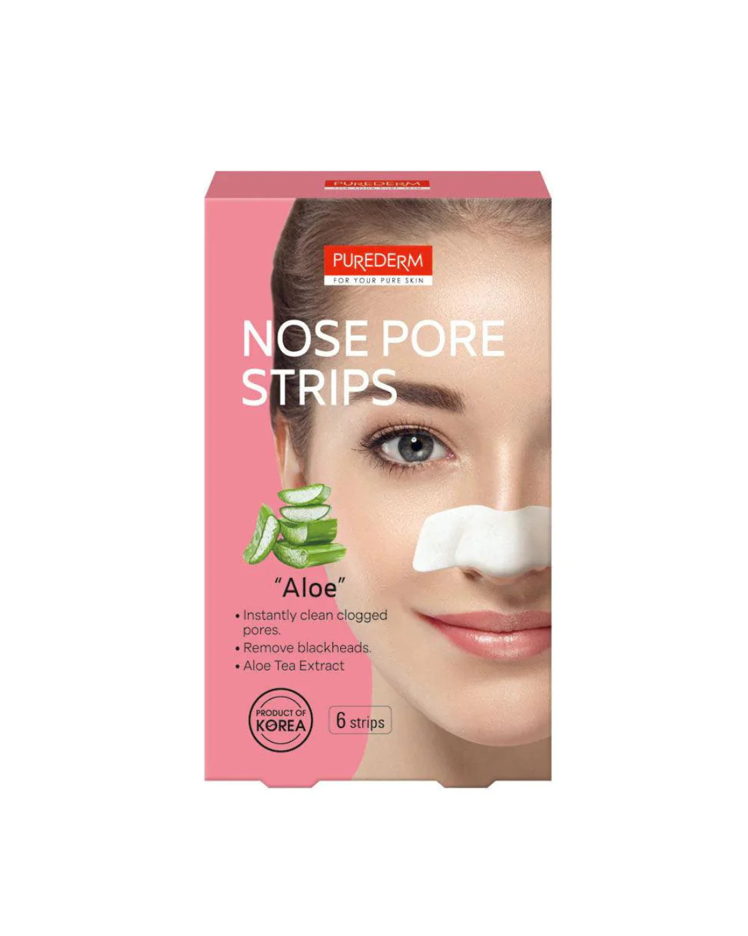 Box of Purederm nose pore strips with a woman's face on the packaging.