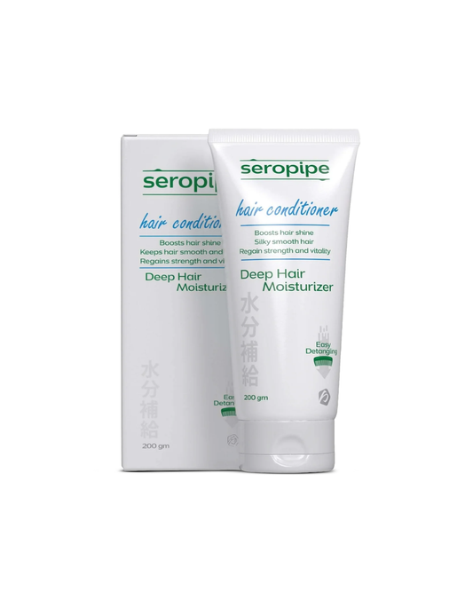 Two bottles of seropipe hair conditioner on a white background