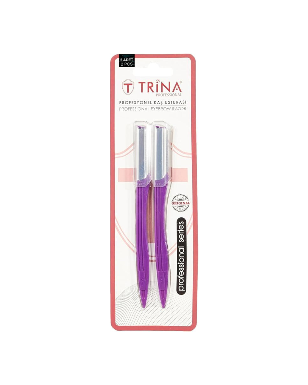 Trina professional eyebrow razors on a white background